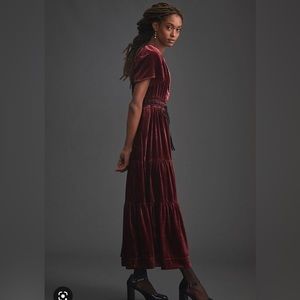 Anthropologie Somerset Velvet Maxi Wine (size L)